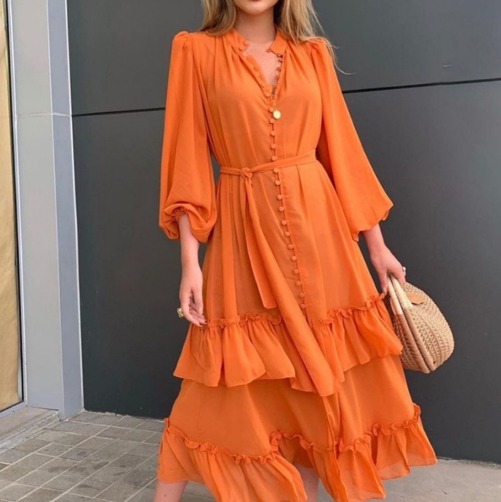 Orange button dress
